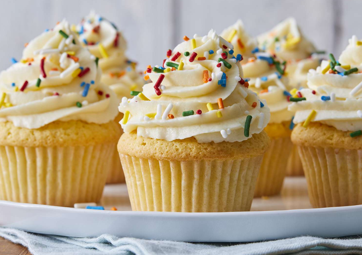 Colorful assortment of gourmet cupcakes